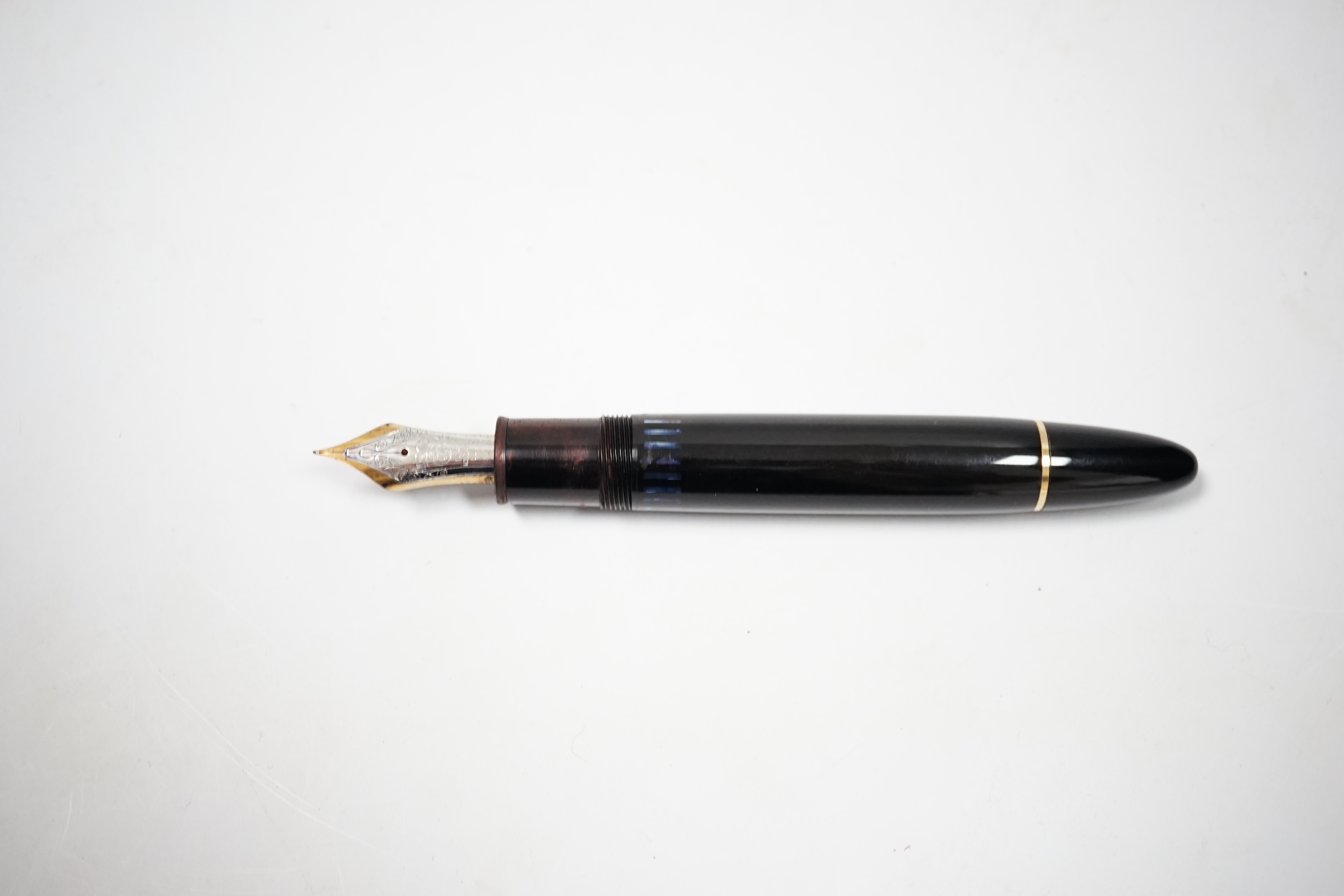 A Montblanc Meisterstuck No. 149 fountain pen, black with gold trims, 14k nib 1810. Condition - good